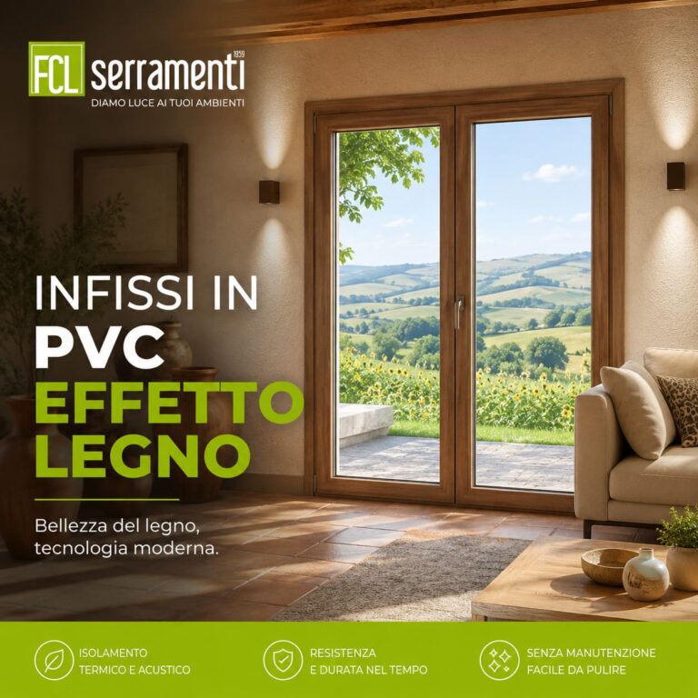 Infissi in pvc effetto legno, con FCL 1959. Prodotti Fossati Serramenti
